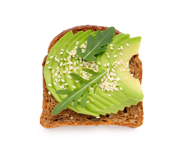 Tasty avocado toast on white background - Φωτογραφία, εικόνα
