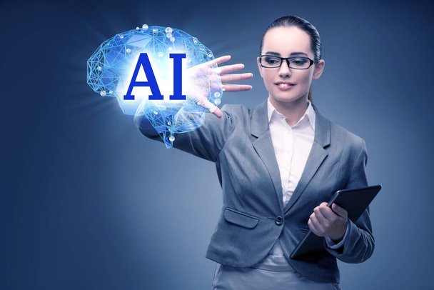 Artificial intelligent concept with the businesswoman - Photo, Image