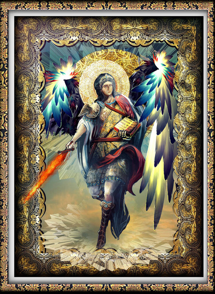 Икона архангела Михаила с горящим мечом - Фото, изображение