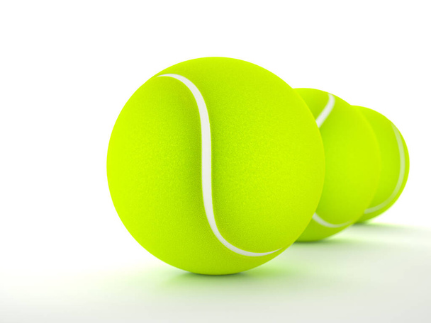 Tennis balls on a black background. 3d illustration. - Foto, Bild