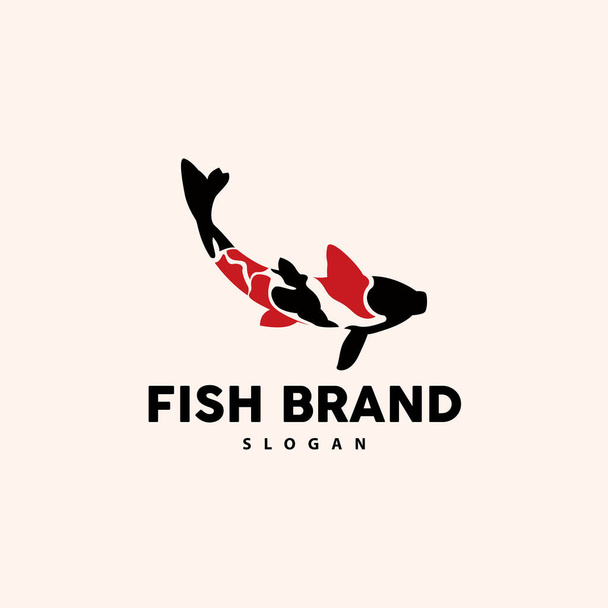 Σχεδιασμός λογοτύπου ψαριού Koi, Διάνυσμα διακοσμητικών ψαριών, Εικονογράφηση διακόσμησης ενυδρείου Brand product - Διάνυσμα, εικόνα