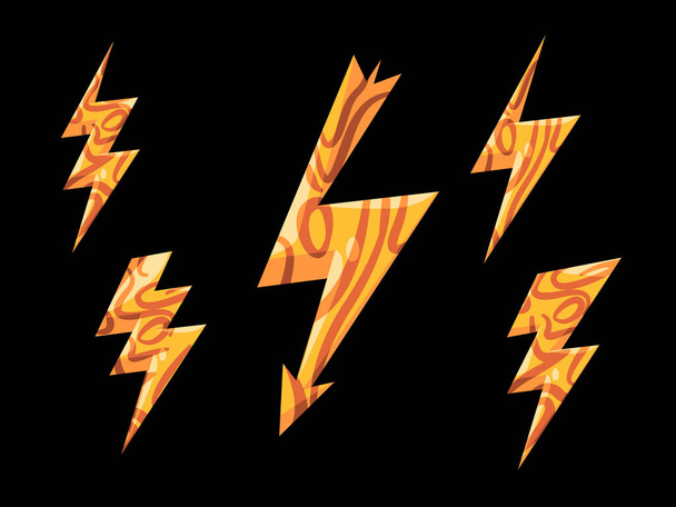 villámcsapás sárga szín elektromos villám energia villanás veszélyes feszültség figyelmeztető sztrájk vektor - Vektor, kép