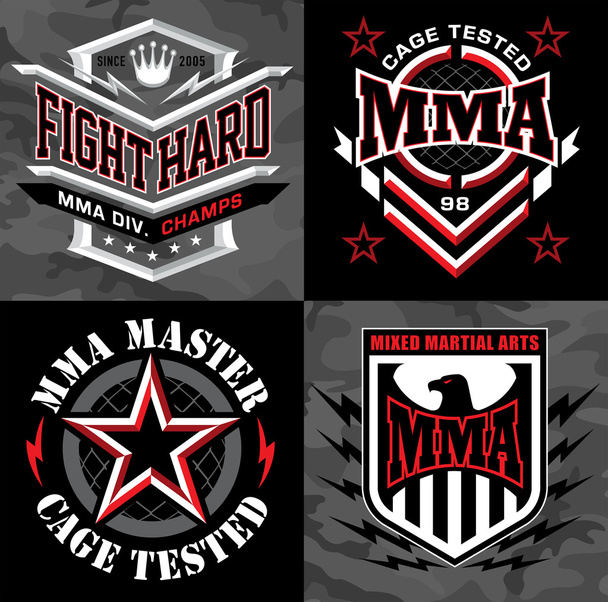 MMA mixed martial arts emblem badges - Vector, Image