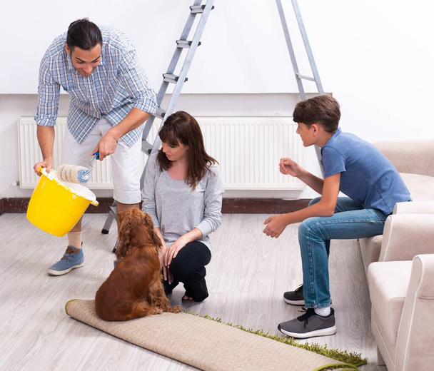 Молодая семья делает ремонт дома - Фото, изображение