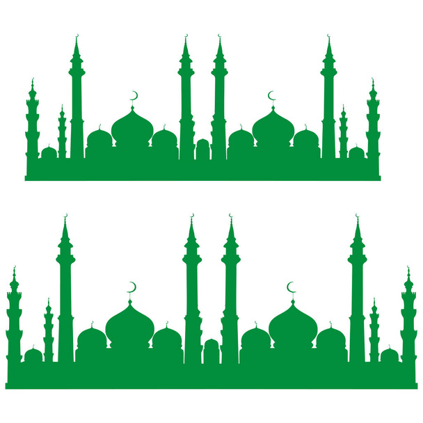 Mosque silhouette on white background. Vector illustration. Eps 10. suitable for use as religious design elements, greetings for holidays, etc - Vector, Image