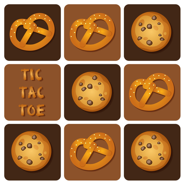 Tic-Tac-Toe van Cookie en Pretzel - Vector, afbeelding