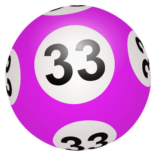 Boule 3D Lotto numéro 33 sur fond blanc - Photo, image