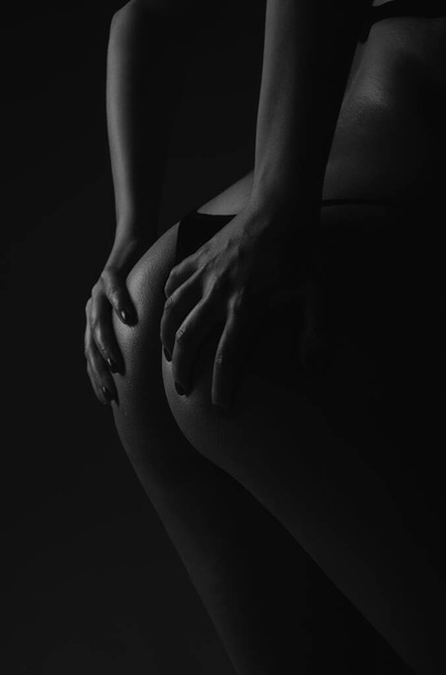 Sexy female body. Woman ass panties. Nude girl butt buttocks. Women lingerie - Foto, Imagen