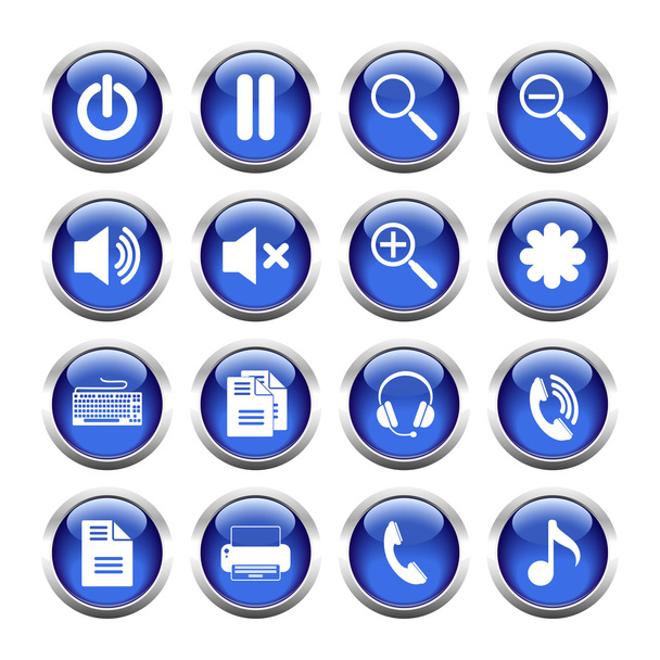 Set of buttons for web, media, zoom, headset, printer. - Vektori, kuva