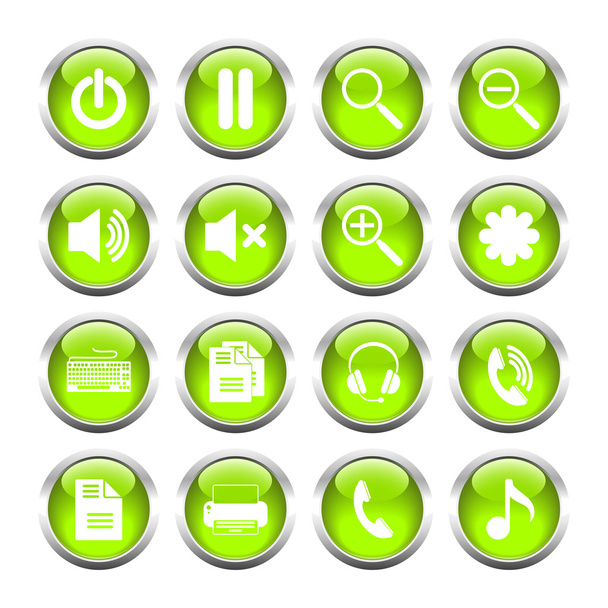Set of buttons for web, media, zoom, headset, printer. - Vector, Image