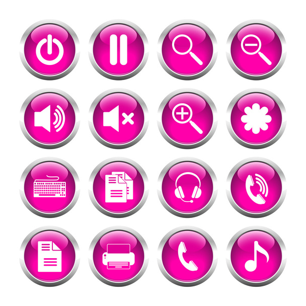 Set of buttons for web, media, zoom, headset, printer. - ベクター画像