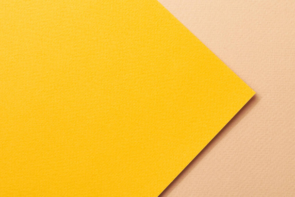 Rough kraft paper background, paper texture yellow beige colors. Mockup with copy space for text - Фото, изображение