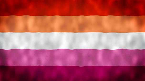 オレンジピンクの旗のイラストの5本縞の変種。プライド旗イラスト. - 写真・画像