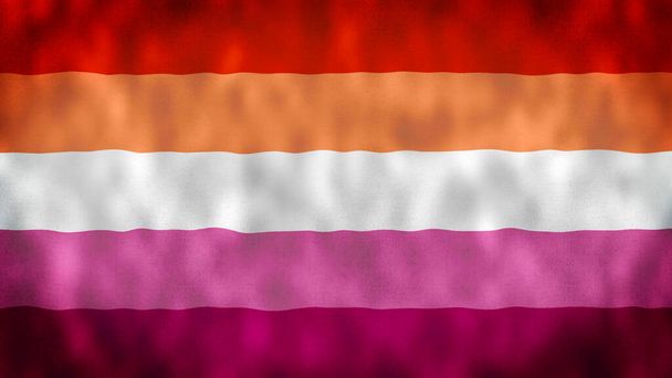 Variante de cinco rayas de la ilustración de la bandera naranja-rosa. Ilustración de bandera de orgullo. - Foto, Imagen