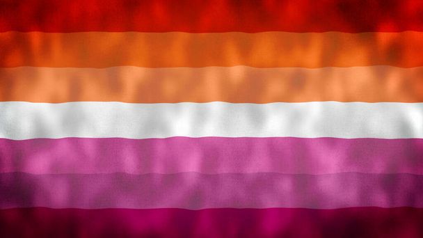 Lesbian Flag.new Lesbian love Pride Flag Rainbow Video, das im Wind weht. neuer Hintergrund der lesbischen Flagge. LGBT Rainbow Femme Pride Labrys Flag Looping 4k Filmmaterial. Rainbow Pride Konzept . - Foto, Bild