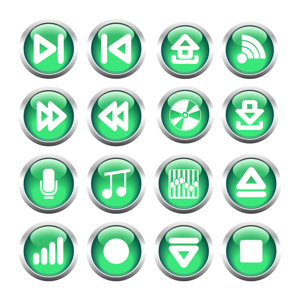 Set of buttons for web, arrows, wi-fi, microphone equalizer, not - Vector, Image