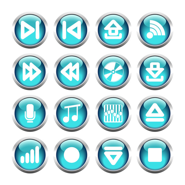 Set of buttons for web, arrows, wi-fi, microphone equalizer, not - Vector, afbeelding