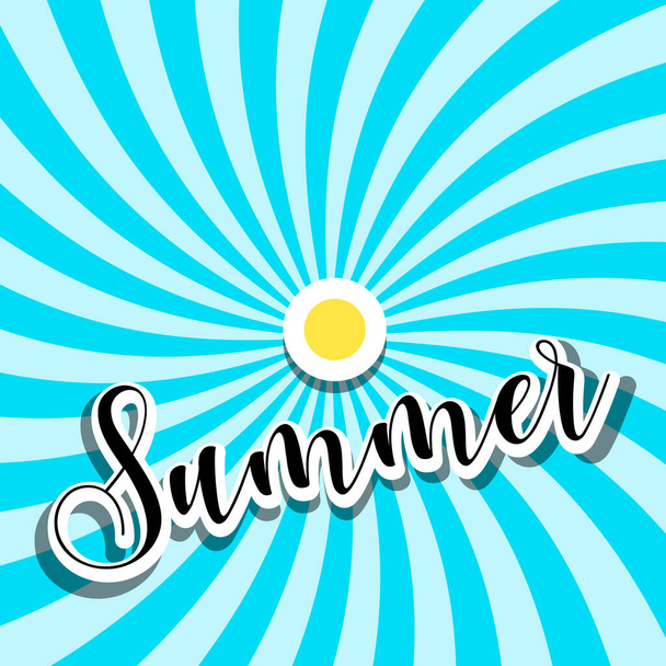 Summer retro blue background with sun - Vector, Image