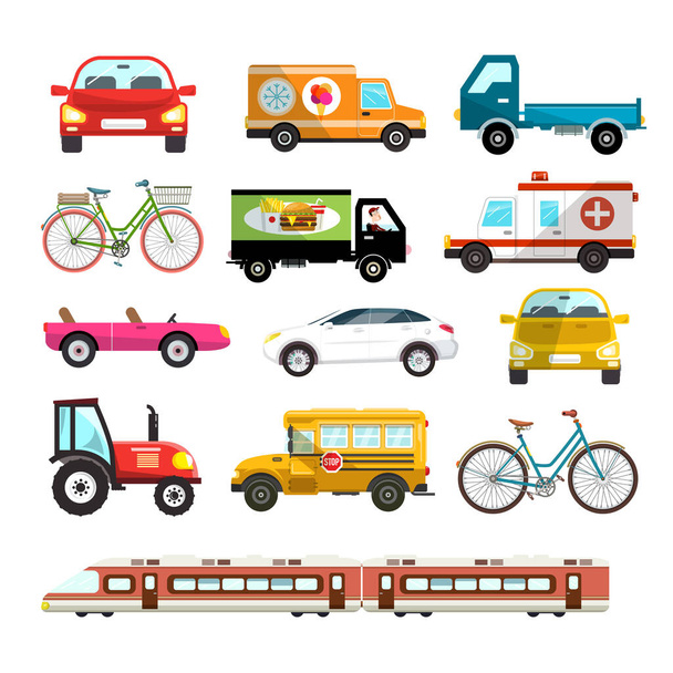 Transportation icons set isolated on white background - vector - Vector, imagen