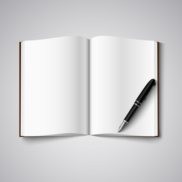 Blank diary were pages and pen - Vector, Image