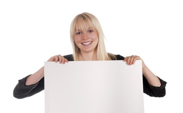 Женщина с белым билбордом
 - Фото, изображение