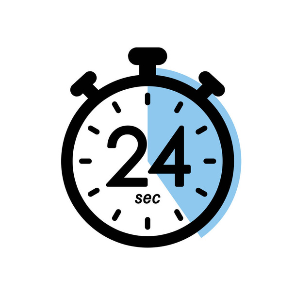 ventiquattro secondi cronometro icona, timer simbolo, 24 sec tempo di attesa semplice illustrazione vettoriale - Vettoriali, immagini