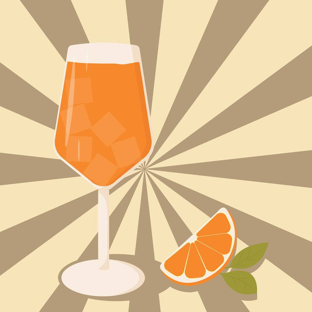 Retro Aperol Spritz. Aperol spritz. Aperol cocktail. Vintage cocktail. Vintage orange juice. Vector illustration - ベクター画像