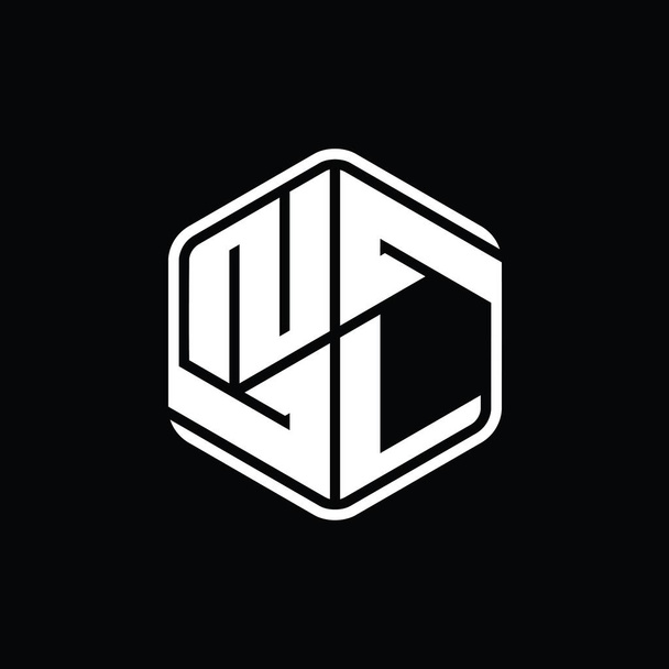 NL Letter Logo monogram hatszög alakú dísz absztrakt elszigetelt vázlat tervezési sablon - Fotó, kép