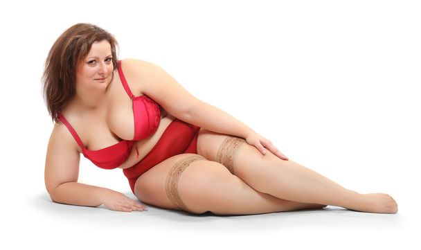 Overweight woman dressed in retro underwear - Valokuva, kuva