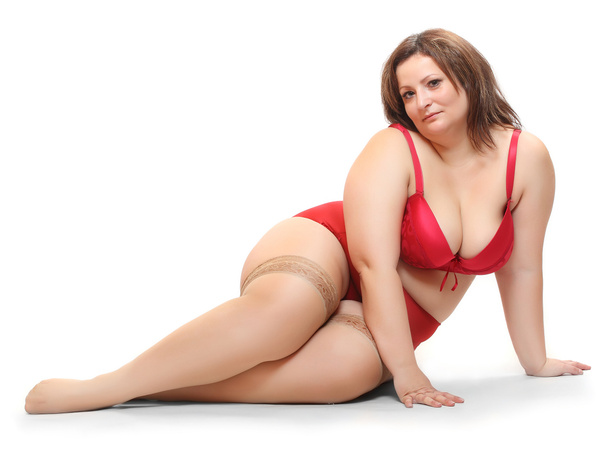 Overweight woman dressed in retro underwear - Photo, Image