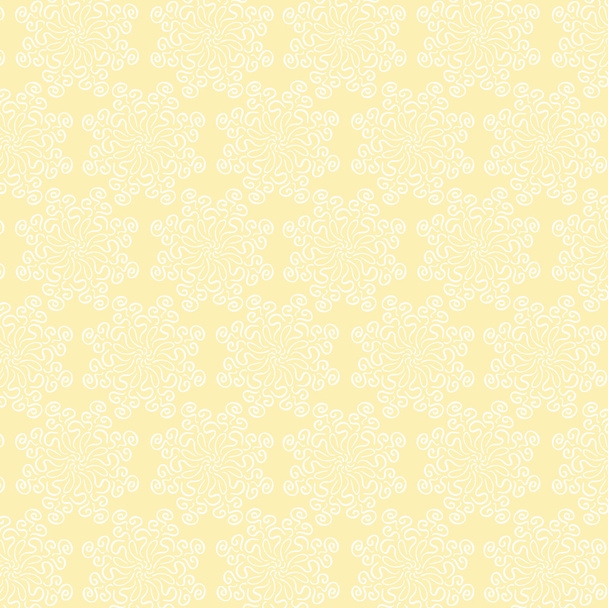 A sárga háttér fehér kör alakú virágmintás - Vektor, kép