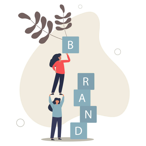 Branding vagy márka tudatosítása, marketing vagy reklám a cég hírnevét, stratégia előmozdítása termék vagy értékesítési stratégia koncepció.lapos vektor illusztráció. - Vektor, kép