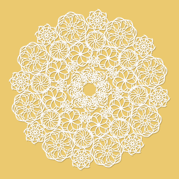 A sárga háttér fehér csipke szalvéta - Vektor, kép