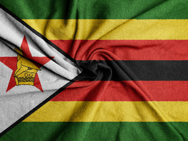 Stofvlag van Zimbabwe, nationale vlag van Zimbabwe - Foto, afbeelding
