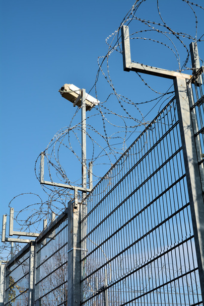 Video surveillance and barbed wire - Photo, Image