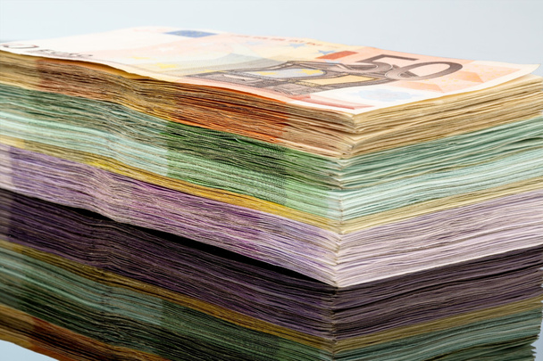 many different euro bills - Foto, Imagem
