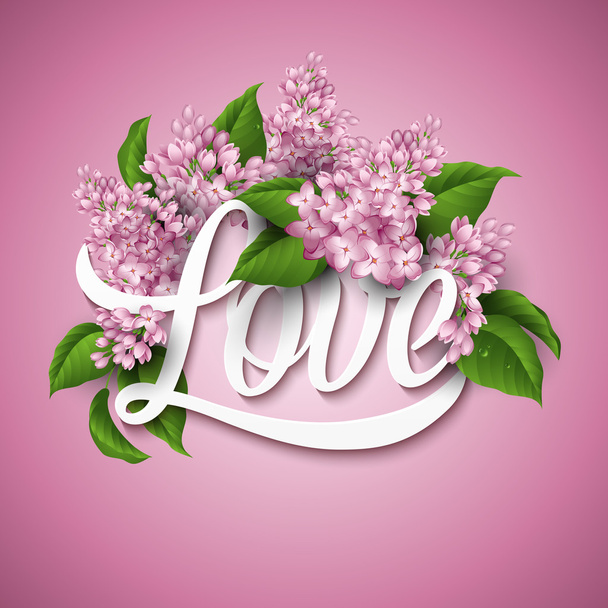 Word Love with flowers - Vector, Image
