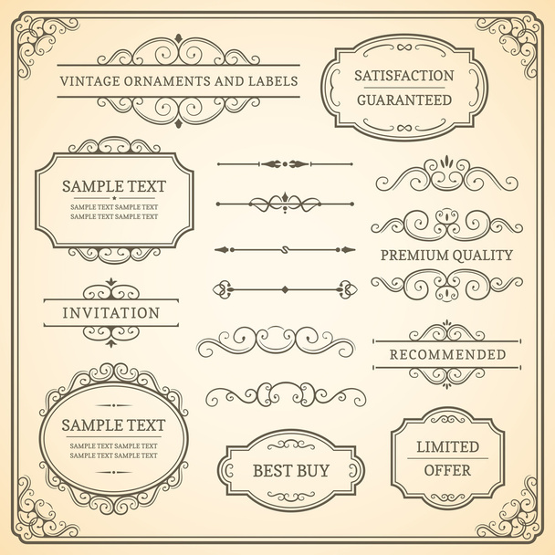 Vintage Ornaments and Labels - Vector, Image