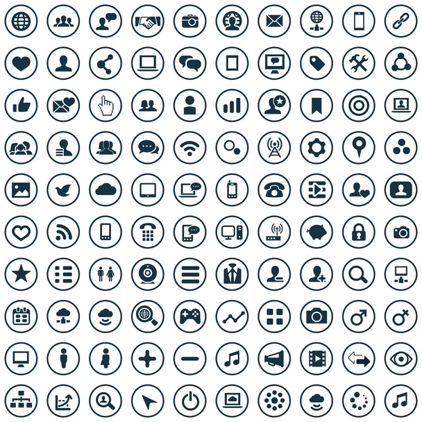 100 icone dei social media
 - Vettoriali, immagini