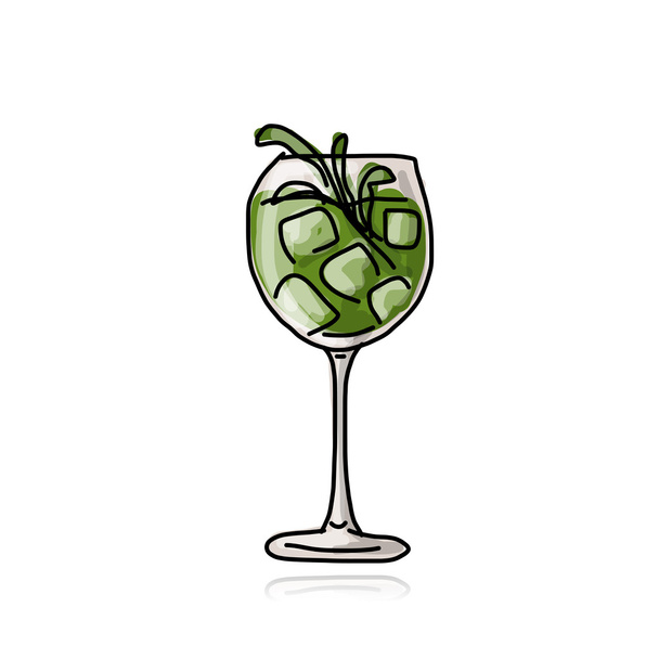 Green cocktail, sketch for your design - Вектор,изображение