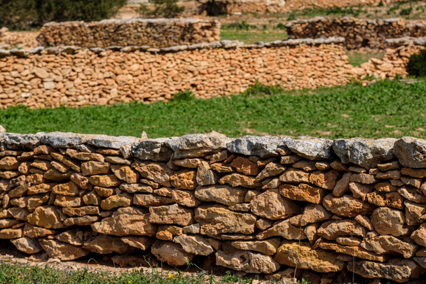 hagyományos kőfalak mezőgazdasági földterületek számára, Formentera, Pitiusas-szigetek, Baleár-szigetek, Spanyolország - Fotó, kép