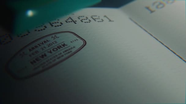 パスポートに刻印された複数の到着切手 - 映像、動画