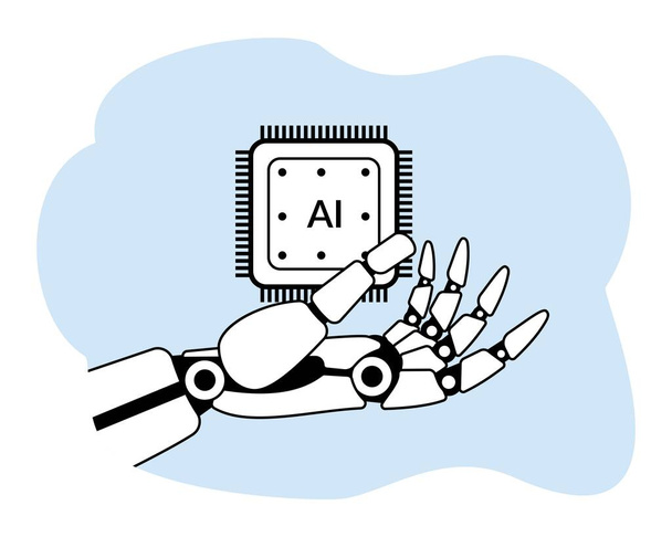 robot hand with ai chip. artificial intelligence - Vector, Image