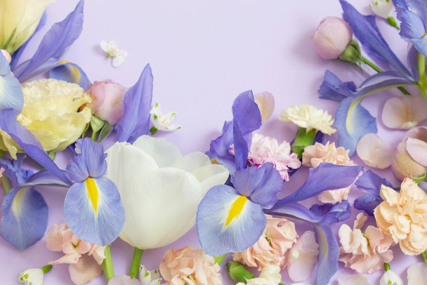 beautiful spring flowers on paper background - Photo, Image