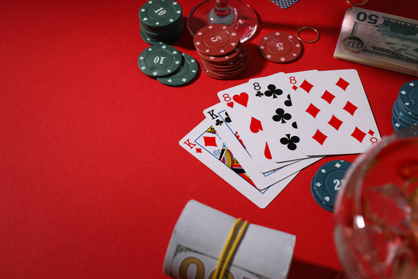 Concepto de juego, Juego de póquer, accesorios para póquer - Foto, imagen