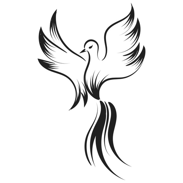 Beautiful And Elegant Phoenix Tattoo idea inspirational. Black And White Phoenix Tribal Tattoo design.  - Vector, Image