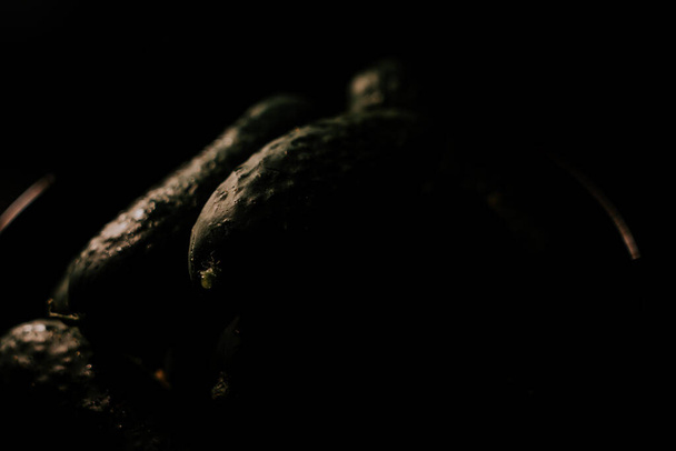 Cucumbers on a black background.Close up - Фото, изображение
