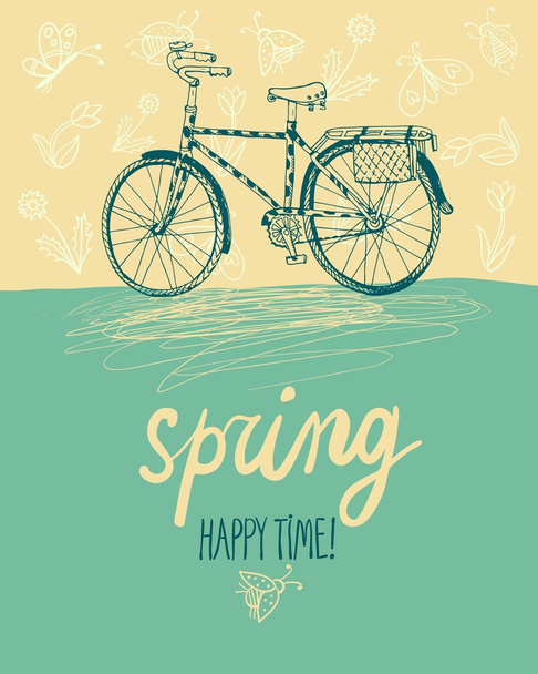 Spring city bicycle - Διάνυσμα, εικόνα