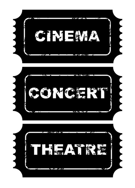 Grunge Ticket set.cinema Konzerttheater - Vektor, Bild