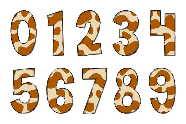 Handgefertigte Kuhtextur Buchstaben. Farbe Kreative Kunst Typografisches Design - Vektor, Bild
